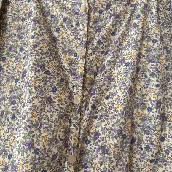 Emerson Fry Elina Blouse Indigo + Purple Calico Size Small - Picture 5 of 5